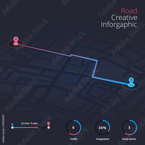 Dashboard theme creative infographic of city map navigation