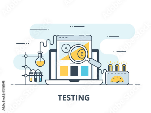 Software testing flat icon. Software testing vector illustration. Flat design. Software testing successful