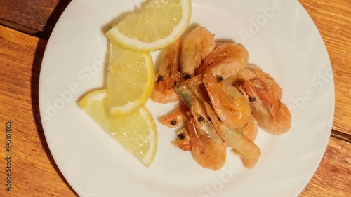 Mediterranean dish of shrimps. Dish of fresh, ecological clean products