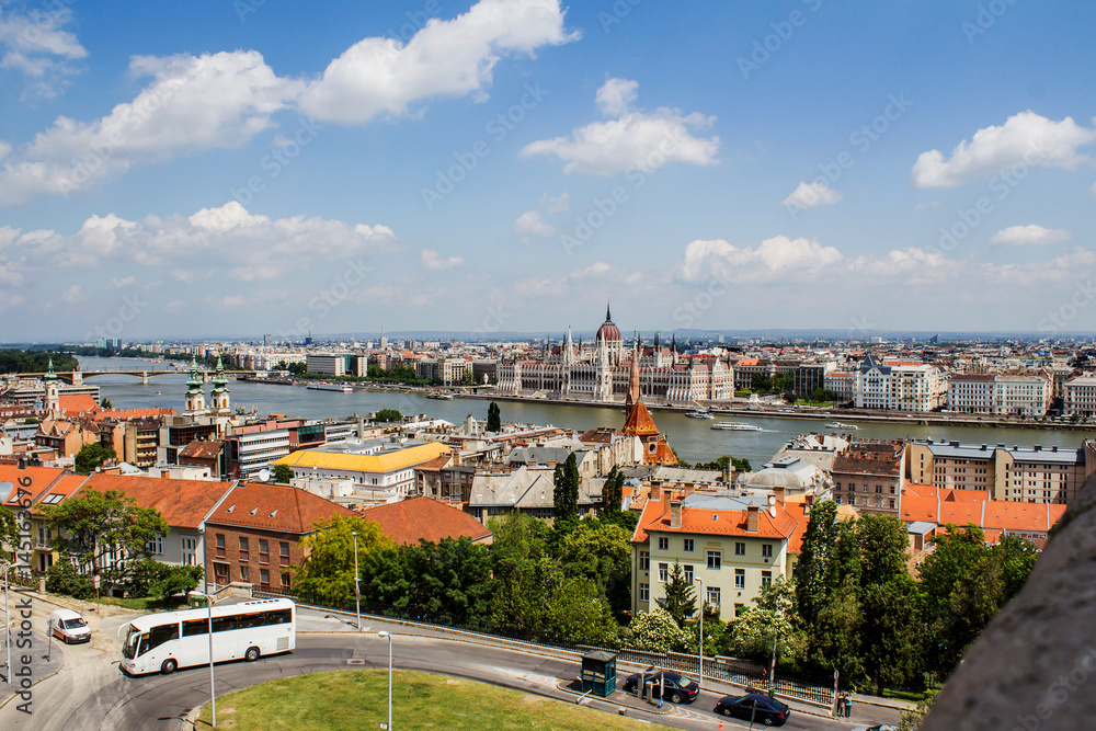 Budapest landscape and the Houses of Parliament. Hungary