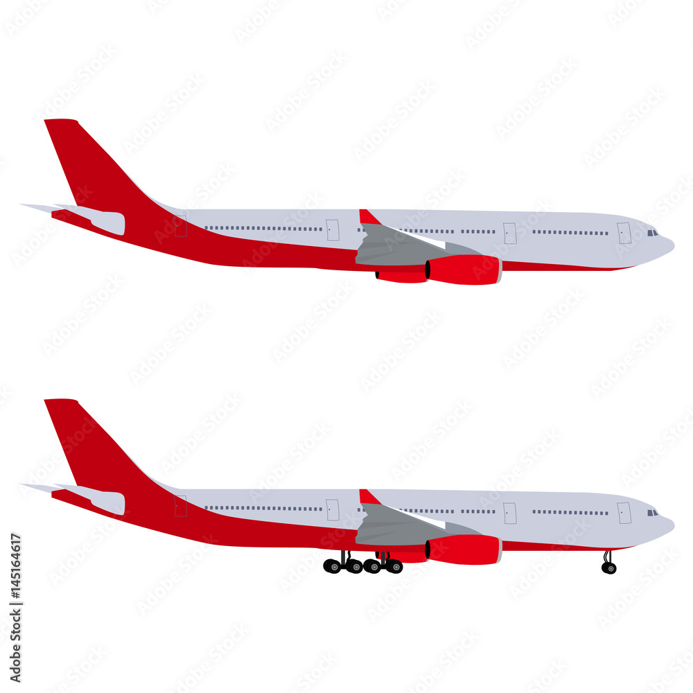 Airplane with chassis and airliner without chassis