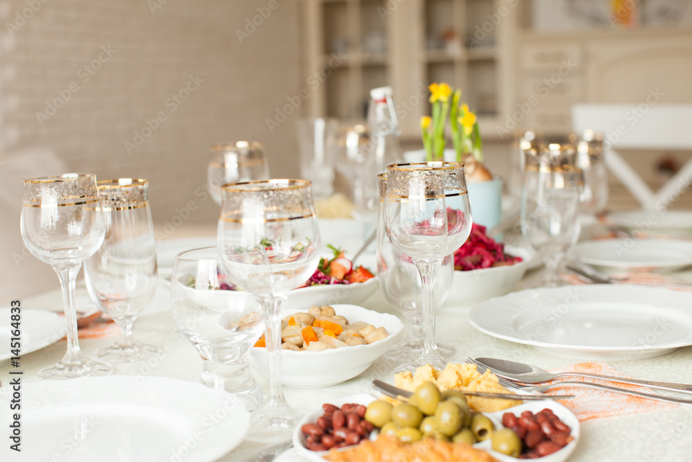 Decorated table for the holiday Decorated table for the holiday