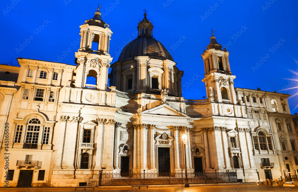 The Piazza Navona at night , Rome, Italy
