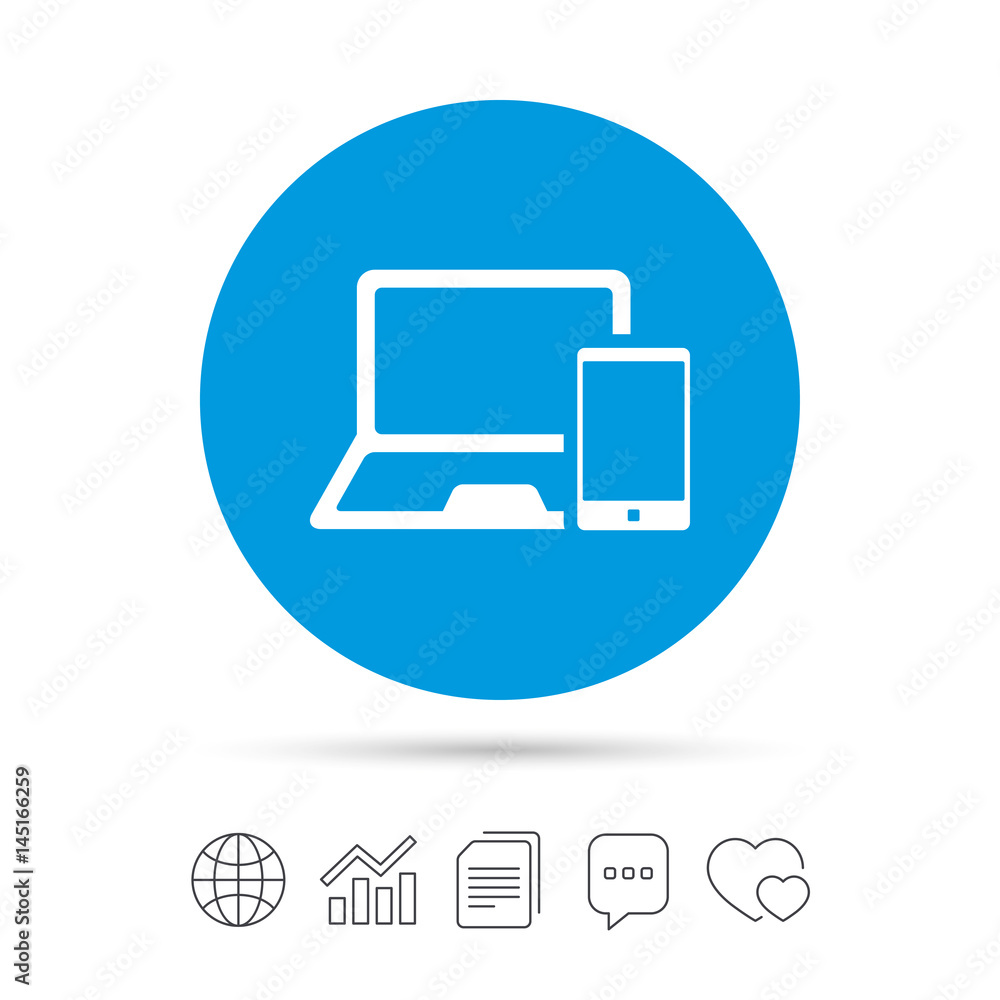 Mobile devices sign. Notebook and smartphone. Mobile devices sign. Notebook and smartphone.