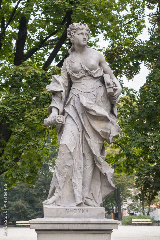 Rococo sculpture in the Saxon Garden, Warsaw, Poland