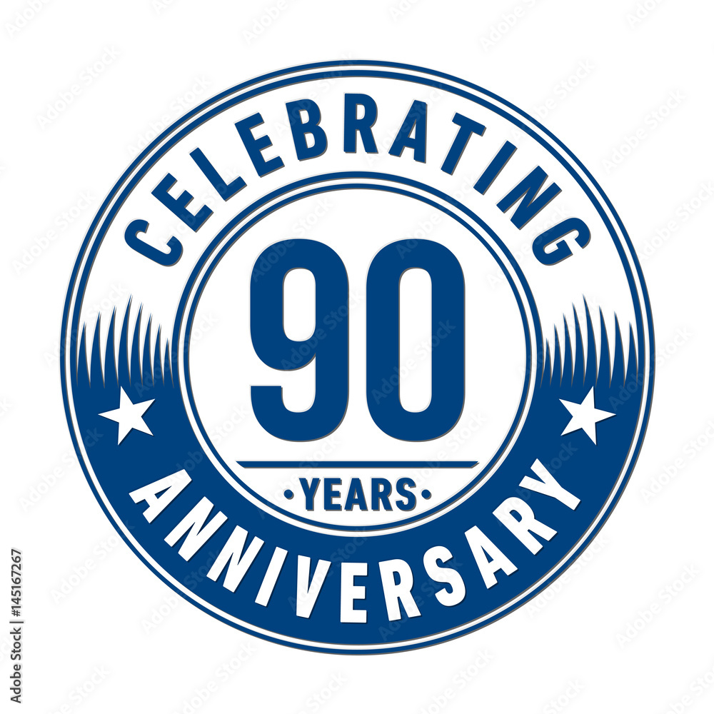 90 years anniversary logo template. Vector and illustration. 
