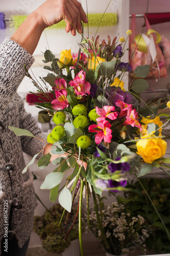 Florist making a bouquet 