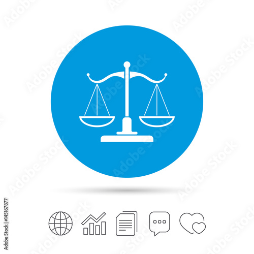 Scales of Justice sign icon. Court of law symbol.