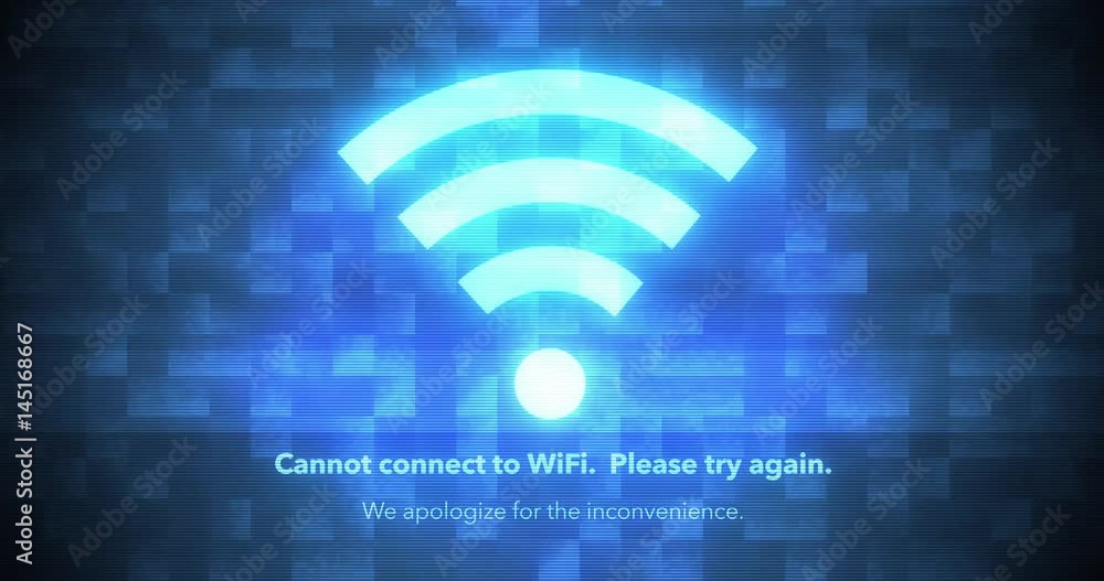 Digital futuristic WiFi glitching menu - Cannot connect to WiFi internet