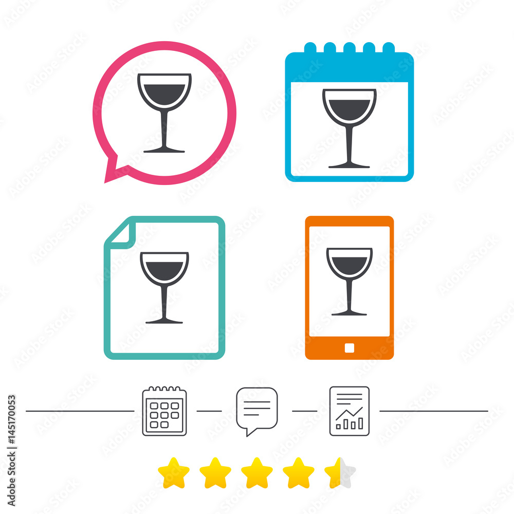 Wine glass sign icon. Alcohol drink symbol. Wine glass sign icon. Alcohol drink symbol.