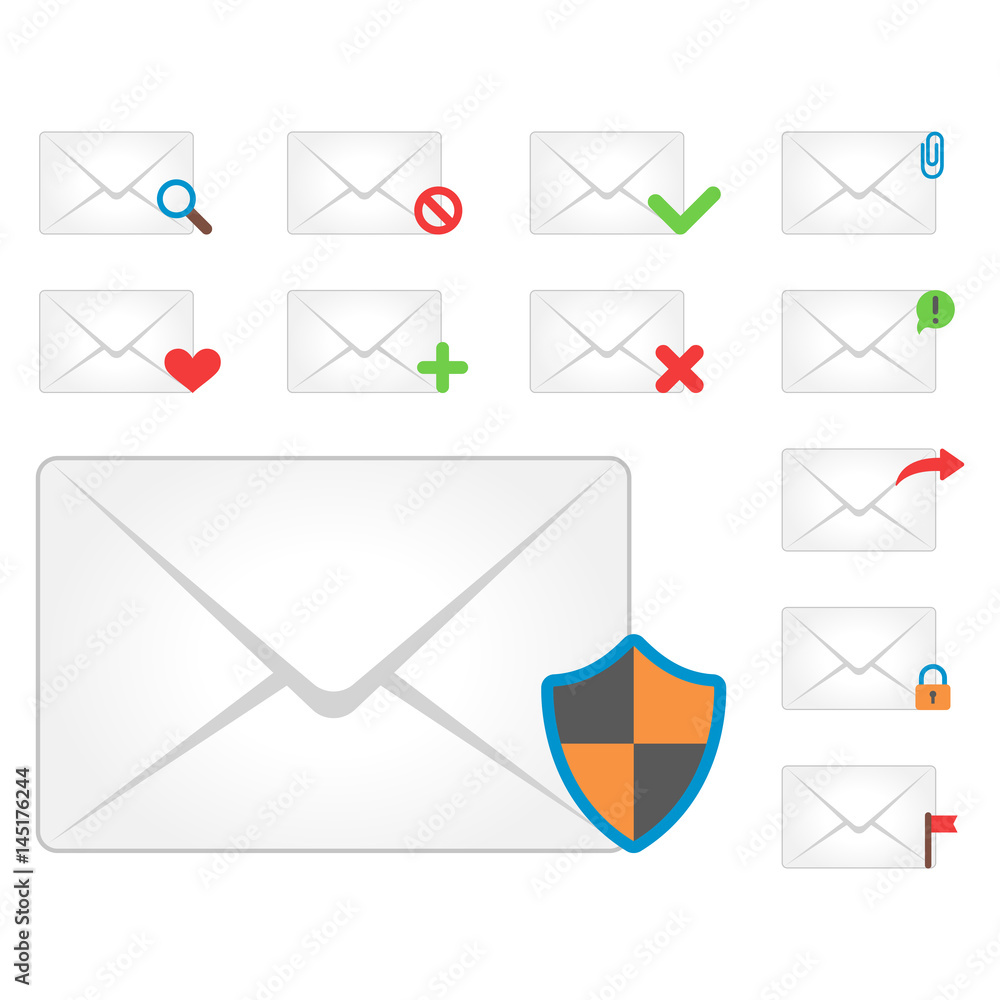 Email envelope cover icons communication and office correspondence blank cover address design paper empty card business writing message vector illustration. Email envelope cover icons communication and office correspondence blank cover address design paper empty card business writing message vector illustration.