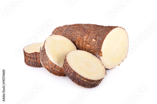 raw cassava isolated on white background