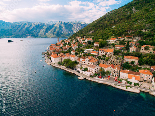 Fototapeta Naklejka Na Ścianę i Meble -  The old fishing town of Perast on the shore of Kotor Bay in Montenegro.