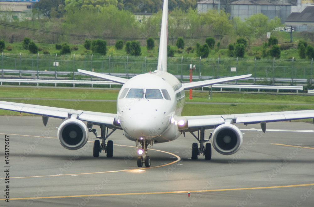 jet airplane is taxiing