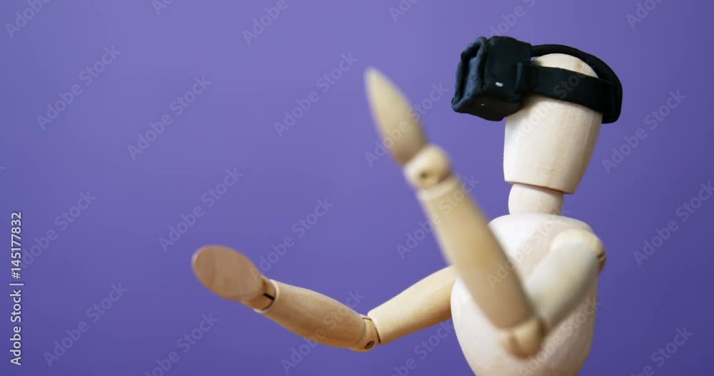 Business figurine using virtual headset reality Business figurine using virtual headset reality