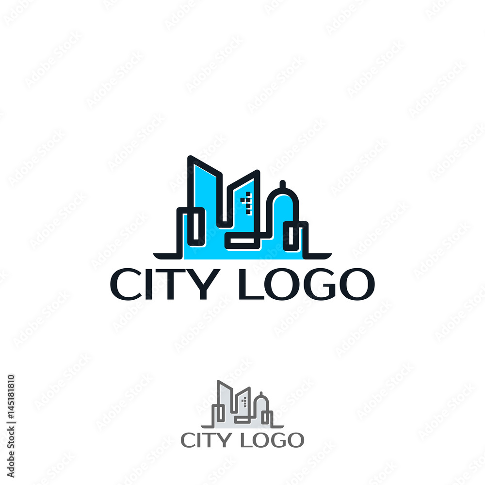 modern line art City logo template