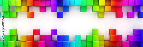 Rainbow of colorful blocks abstract background - 3d render