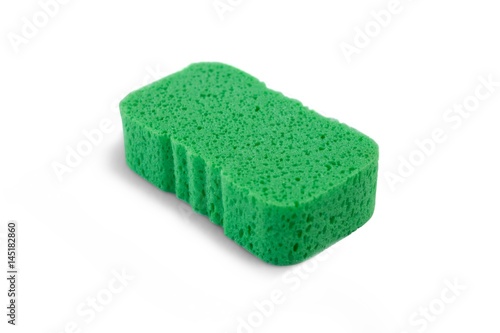 High angle view of green bath sponge