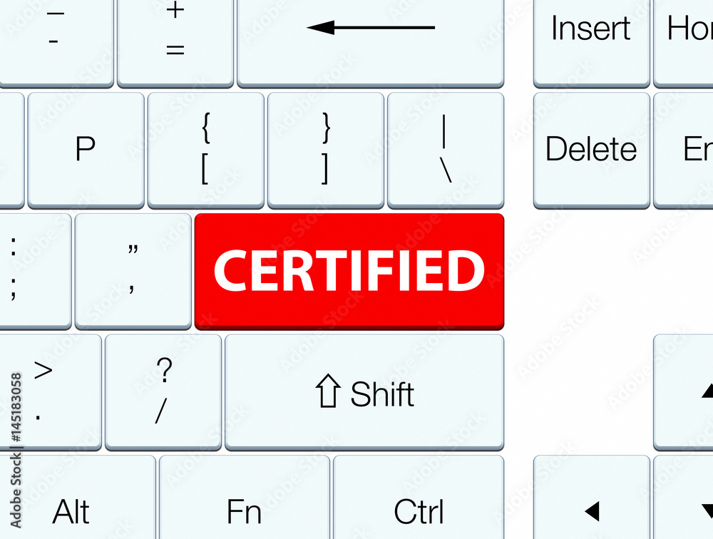 Certified red keyboard button Certified red keyboard button