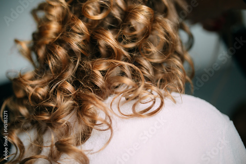 Woman's hair, curls close-up. The bride's hair.