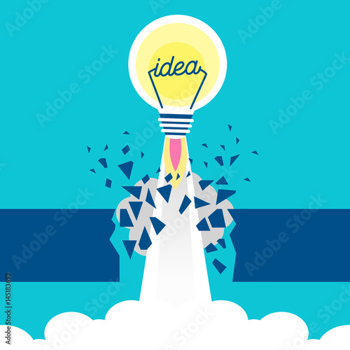 rocket and light bulb