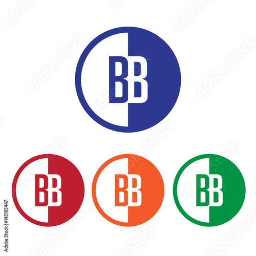 BB initial circle half logo blue,red,orange and green color