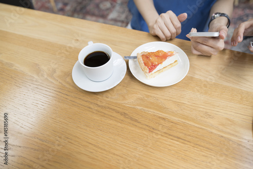 Fruit cake and coffee