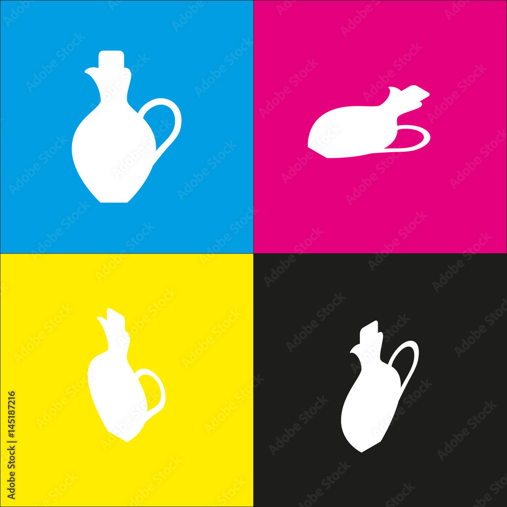 Amphora sign illustration. Vector. White icon with isometric ...
