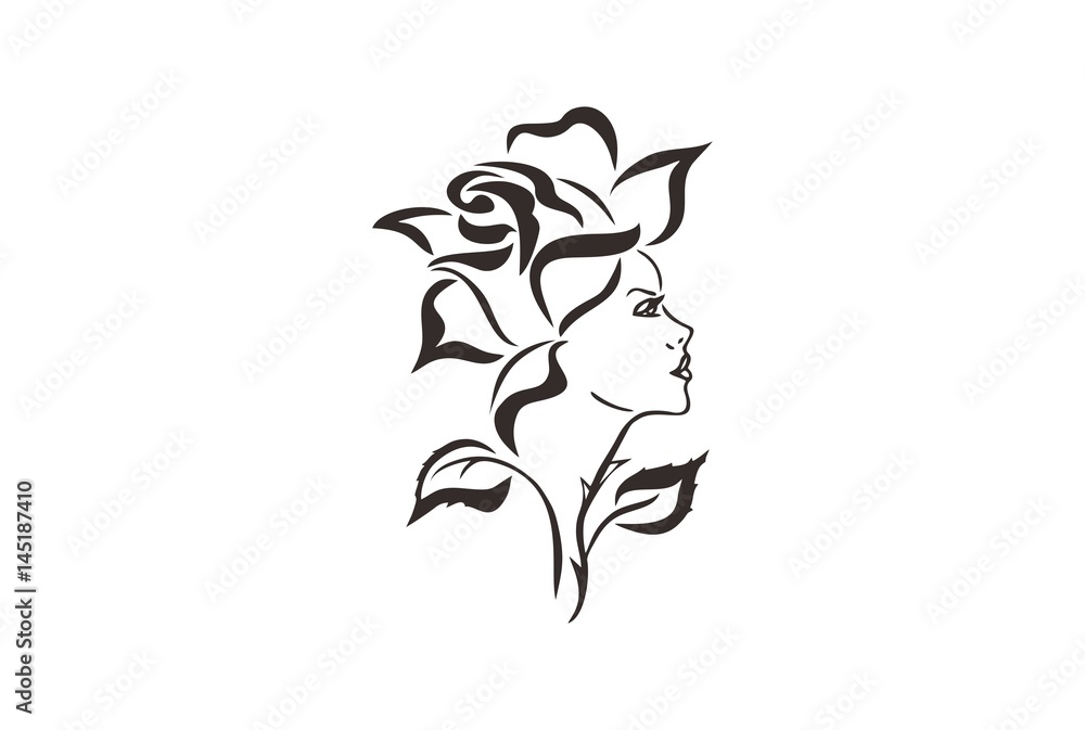 Beautiful Woman and rose tribal tattoo design, back to nature concept Stock  Vector | Adobe Stock