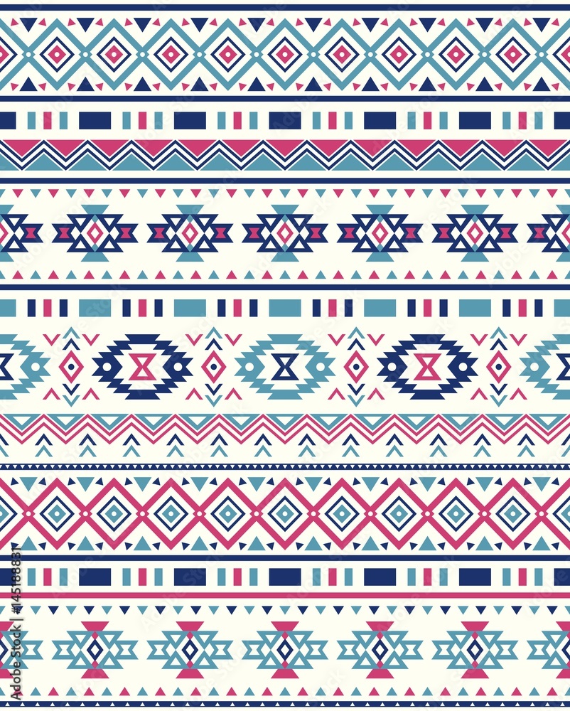Seamless Ethnic pattern textures. Pink & Navy colors. Navajo geometric print. Rustic decorative ornament. Abstract geometric pattern. Native American pattern. Ornament for the design of clothing Seamless Ethnic pattern textures. Pink & Navy colors. Navajo geometric print. Rustic decorative ornament. Abstract geometric pattern. Native American pattern. Ornament for the design of clothing