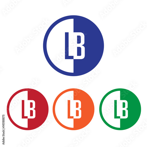 LB initial circle half logo blue,red,orange and green color