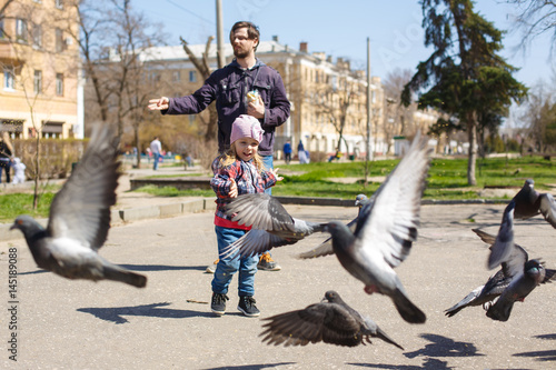 Father and daughter on walk