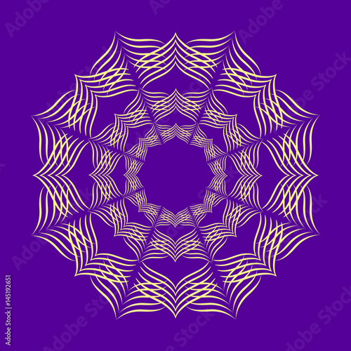 Mandala ornament. Round template. Decorative element  can be used for greeting card, wedding invitation, yoga poster, coloring book.. Doodle emblem.