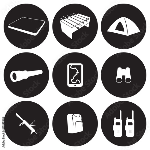 Tourism items icons set