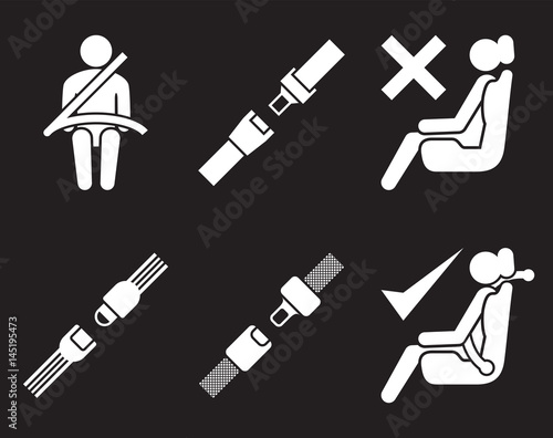 Safety belt icons set