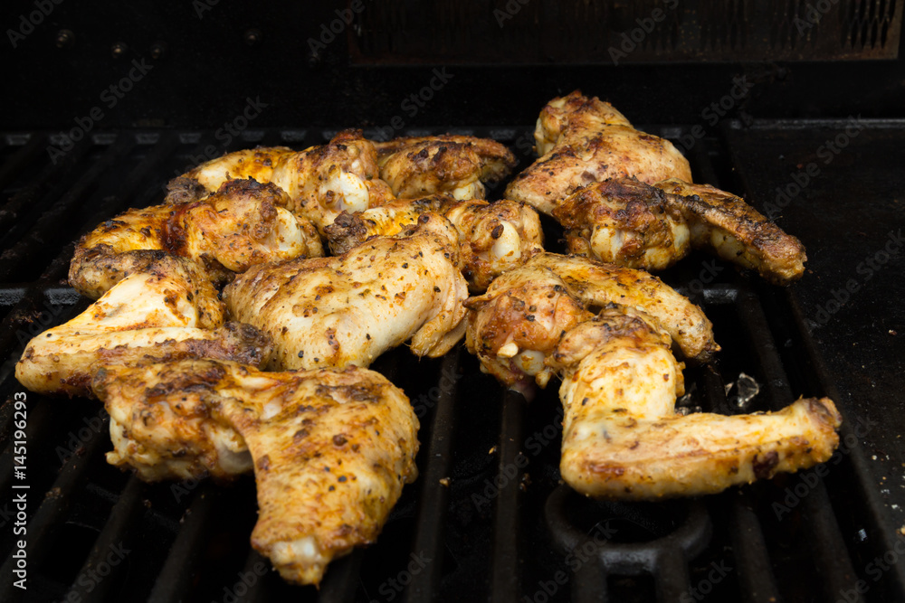 Barbecued chicken wings golden brown Barbecued chicken wings golden brown