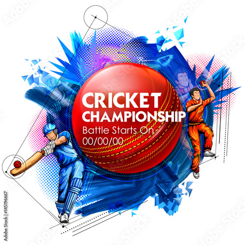 Batsman and bowler playing cricket championship sports
