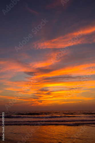 Amazing sunset at Arambol beach  North Goa  India