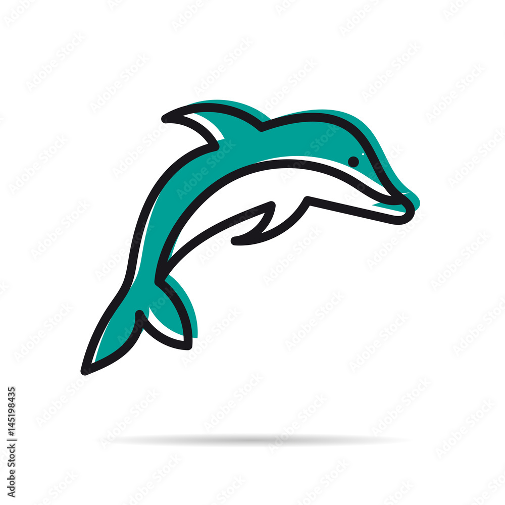 Fototapeta premium Line icon - jumping dolphin