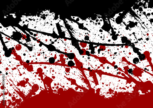 abstract vector paint splatter black and red color isolated background