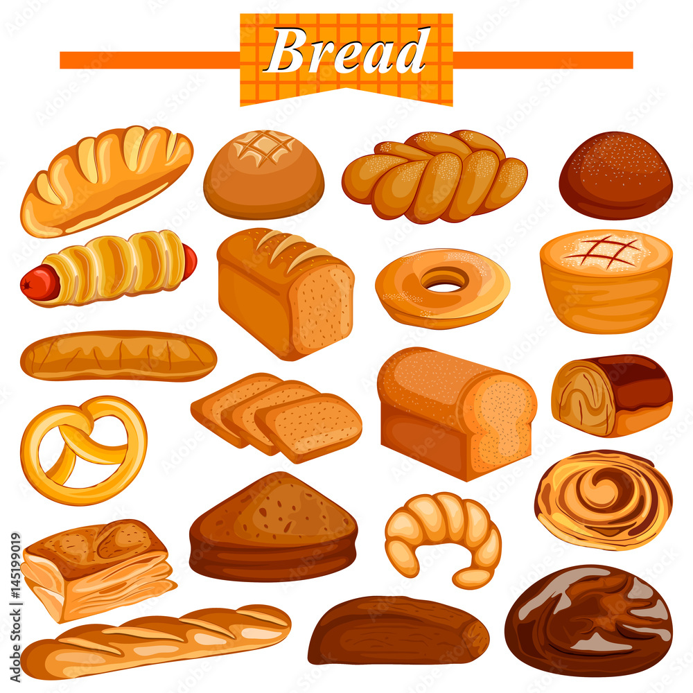 Set of yummy assorted Bread and Bakery Food item Set of yummy assorted Bread and Bakery Food item