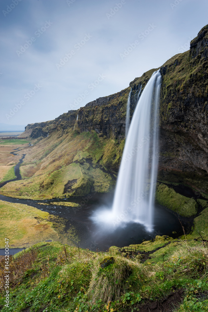 Seljalandsfoss is a waterfall in southern Iceland only a few hours drive from the country's capital Reykjavic. Seljalandsfoss is a waterfall in southern Iceland only a few hours drive from the country's capital Reykjavic.