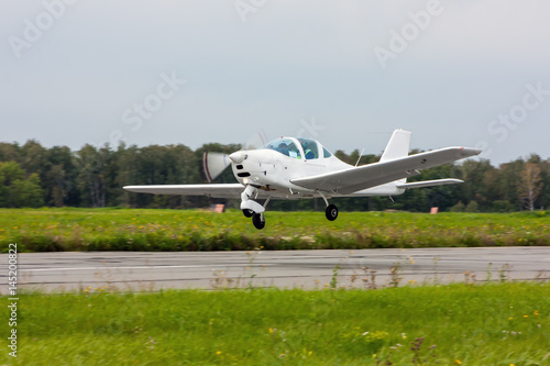 Take off the small sport airplane