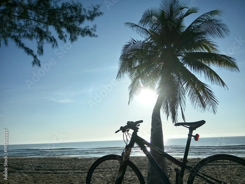 Cycling to a seaside in the Gulf of Thailand.