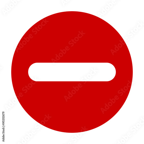 Flat round minus sign red icon, button. Negative symbol isolated on white background. Vector illustration. EPS10