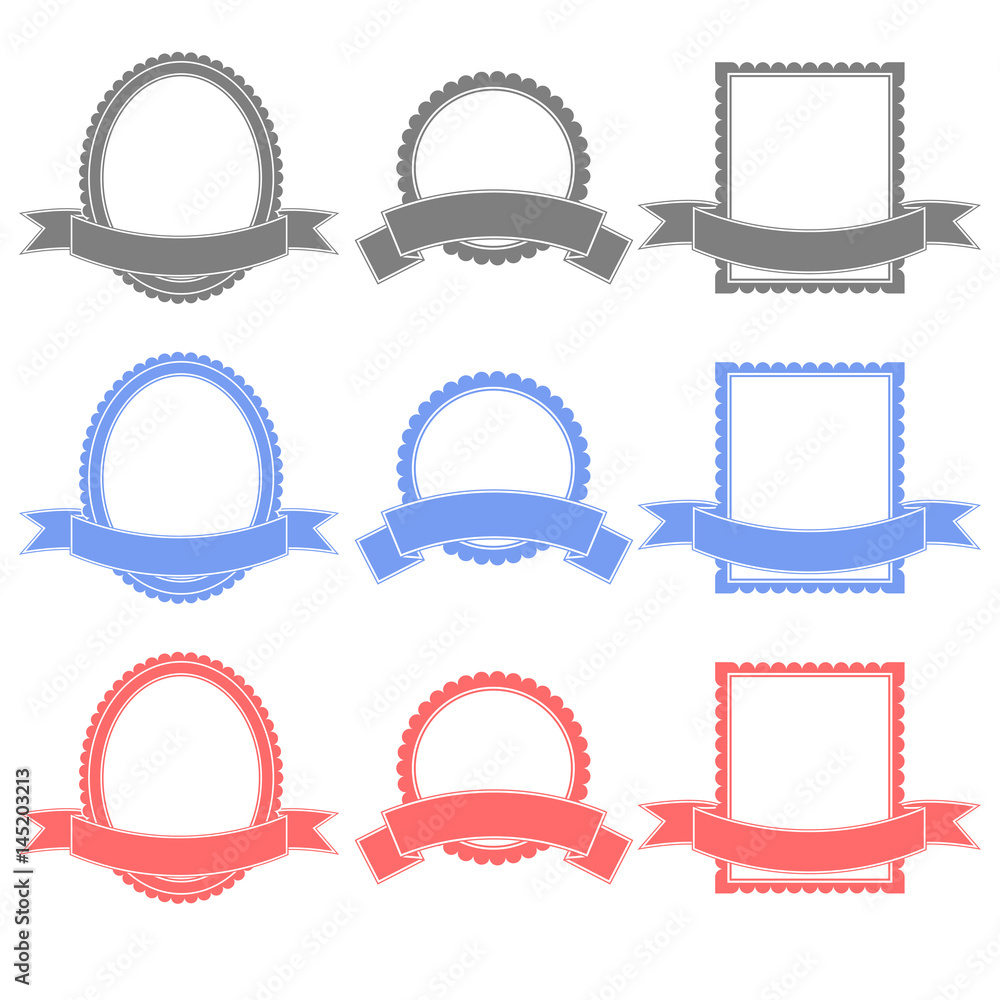 Labels with ribbon banner. Colored set Labels with ribbon banner. Colored set