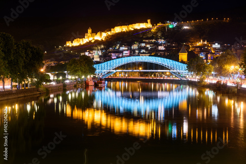 Bridge of Peace at night in Tibilisi, Georgia