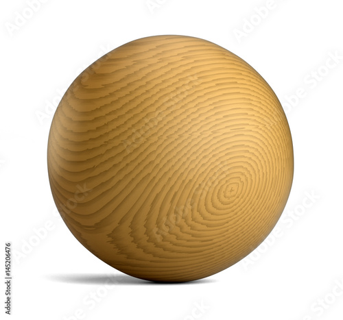 Large wooden sphere isolated on white background