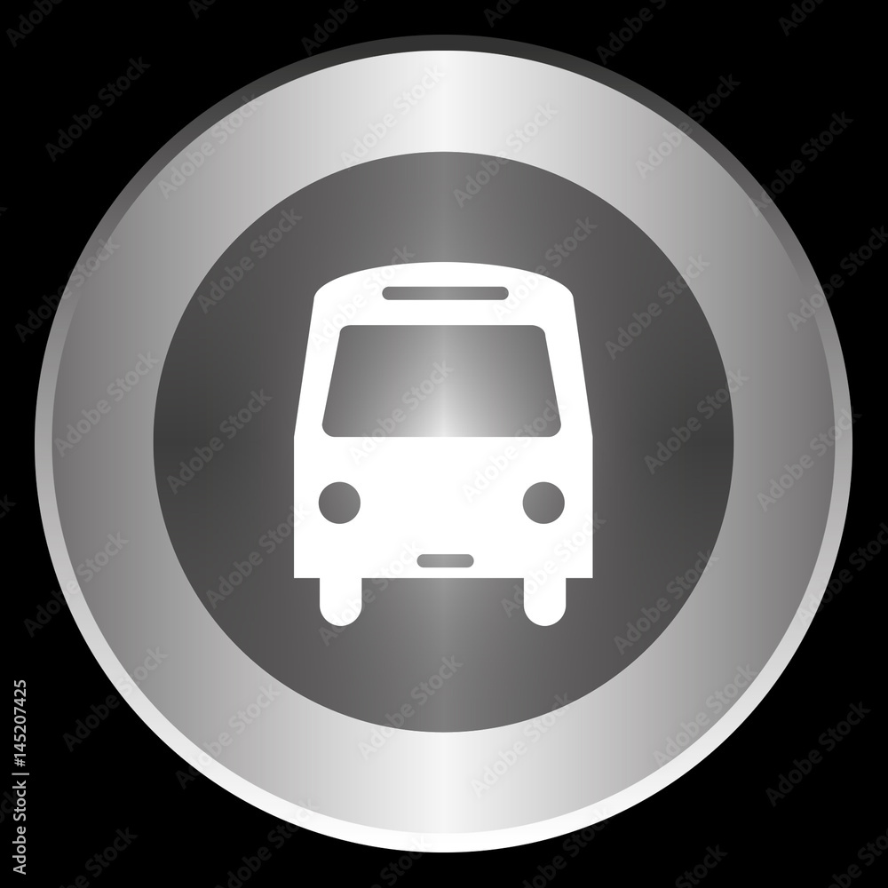 bus icon on a circle isolated on a black background bus icon on a circle isolated on a black background