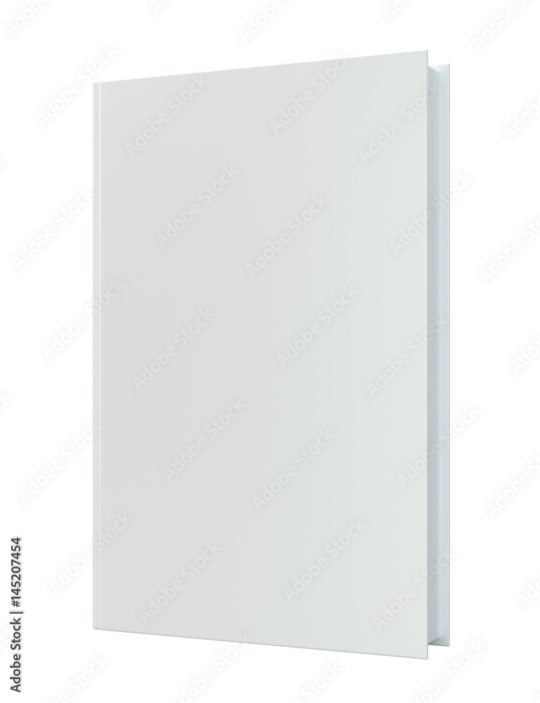 Blank vertical book cover template with pages isolated on white background. 3d rendering Blank vertical book cover template with pages isolated on white background. 3d rendering